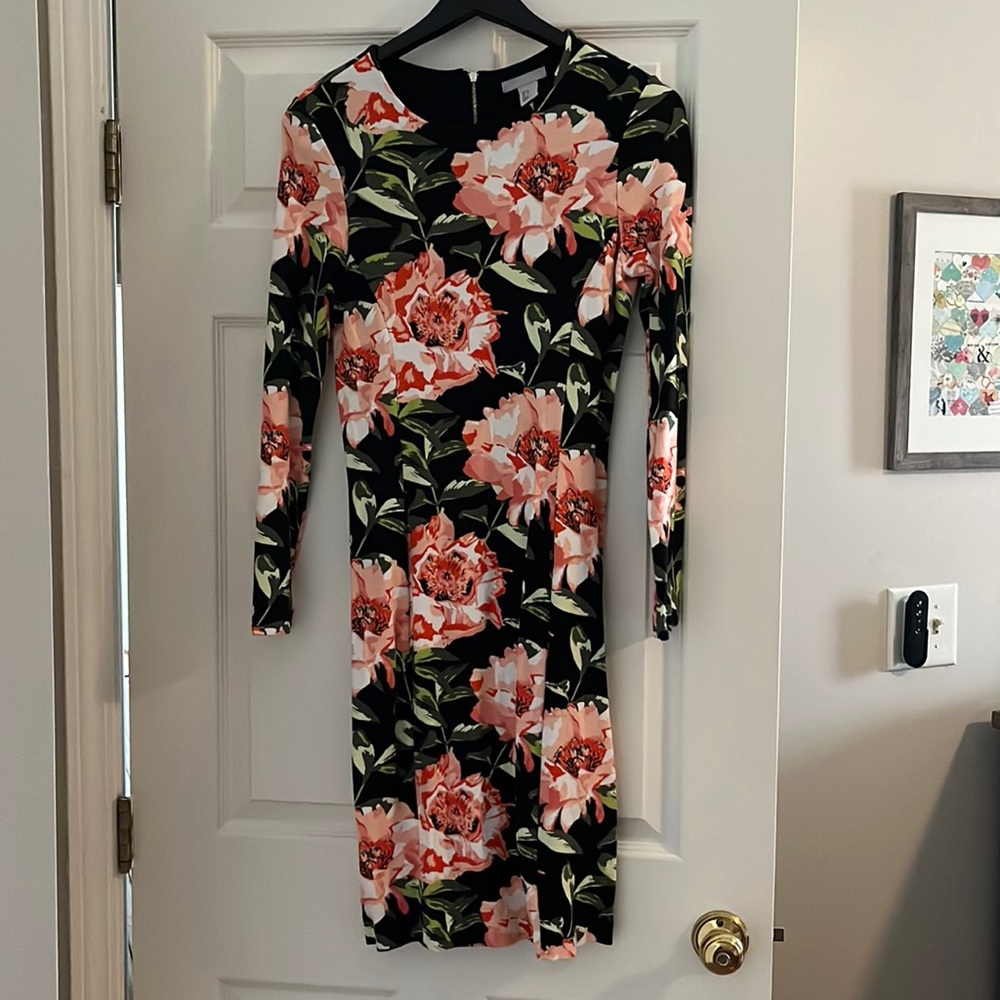 Black Long Sleeve Floral Dress